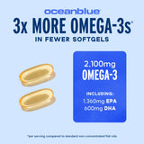 Oceanblue cápsulas en mano para comparar tamaño y porción práctica