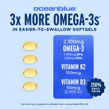 Oceanblue cápsulas en mano para mostrar tamaño mini y fácil ingestión