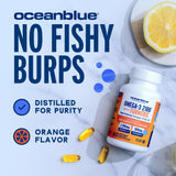 Oceanblue cápsulas sobre fondo naranja destacando aroma agradable