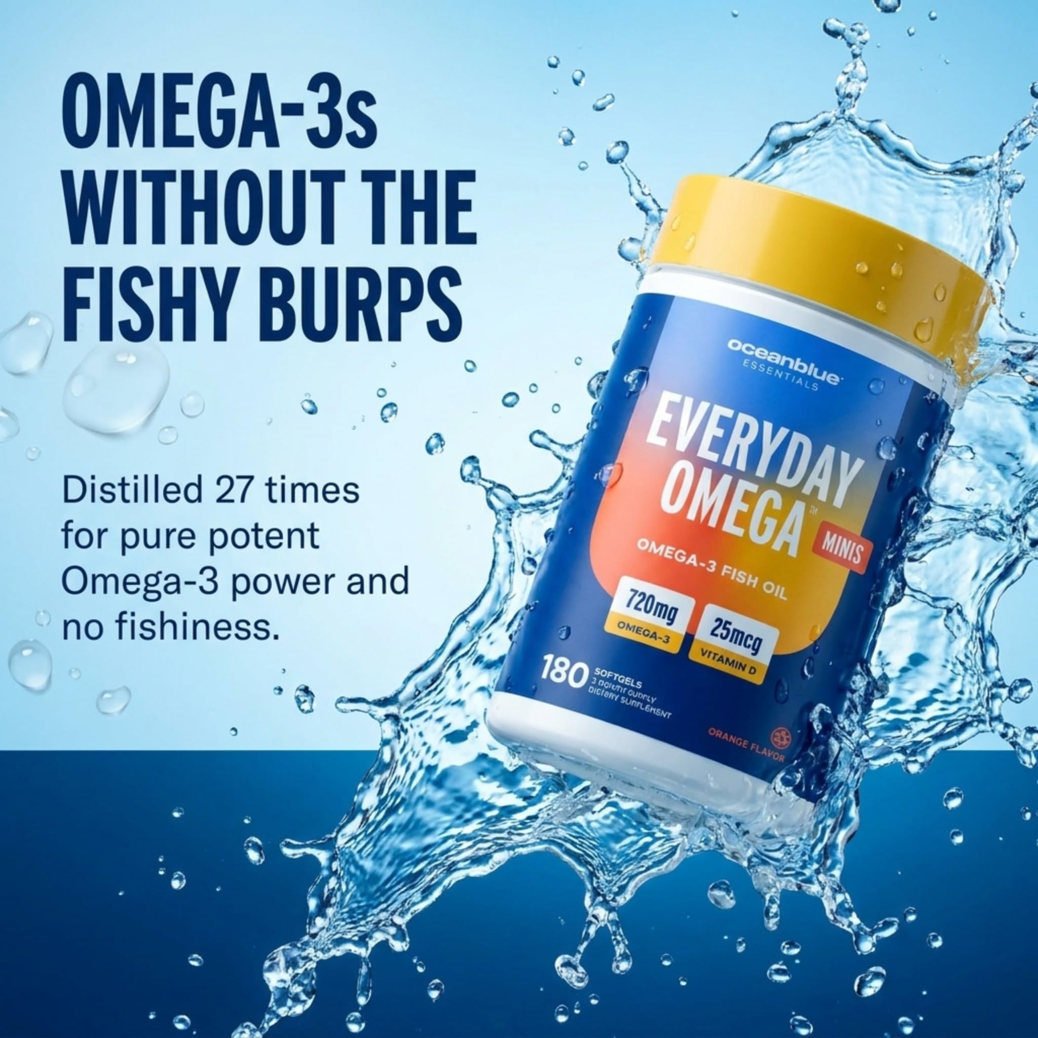 Oceanblue etiqueta nutricional detallando EPA, DHA y vitamina D3