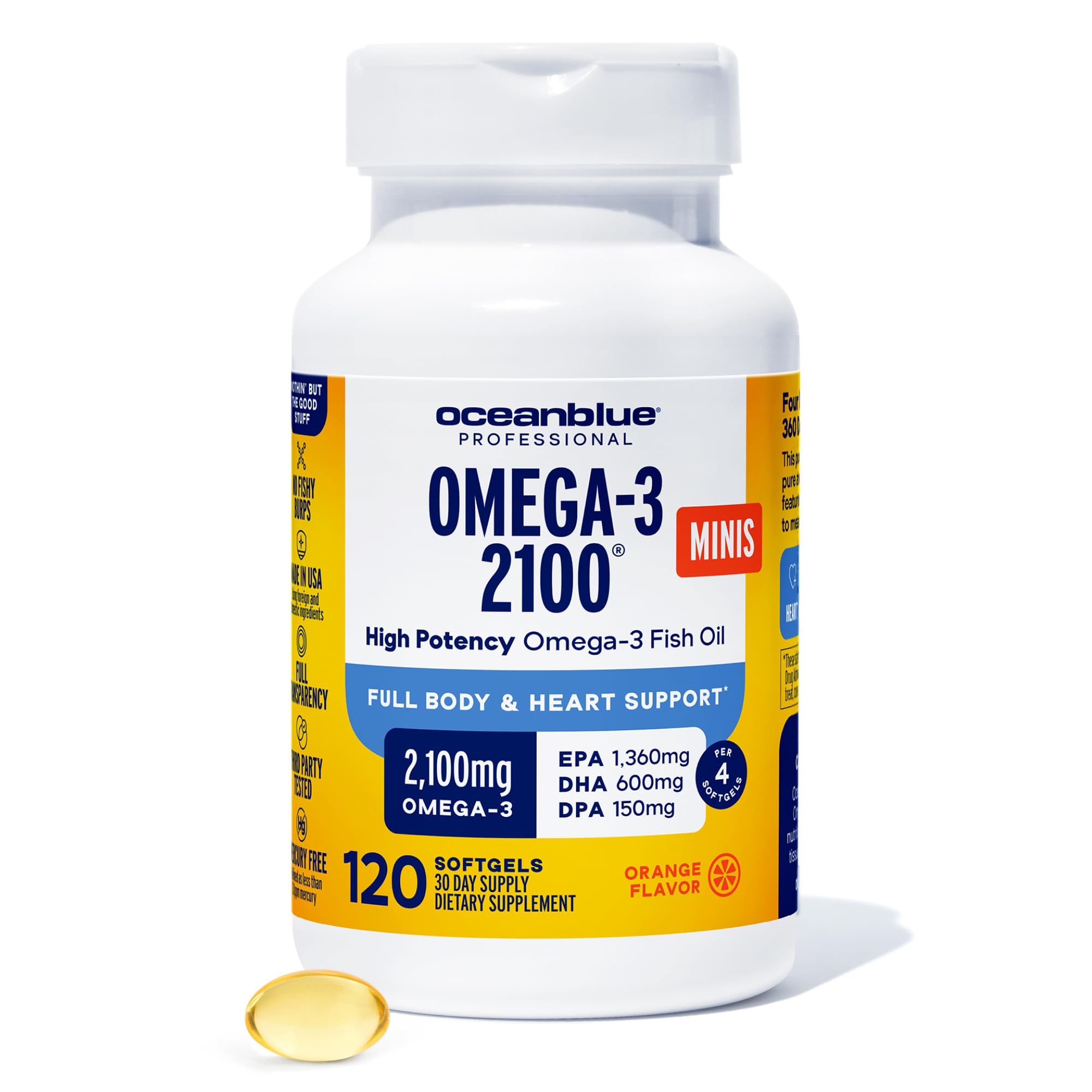 Oceanblue frente del empaque mostrando la potencia y beneficio de pureza