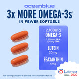 Oceanblue textura del aceite dentro de softgel para percepción de pureza y potencia