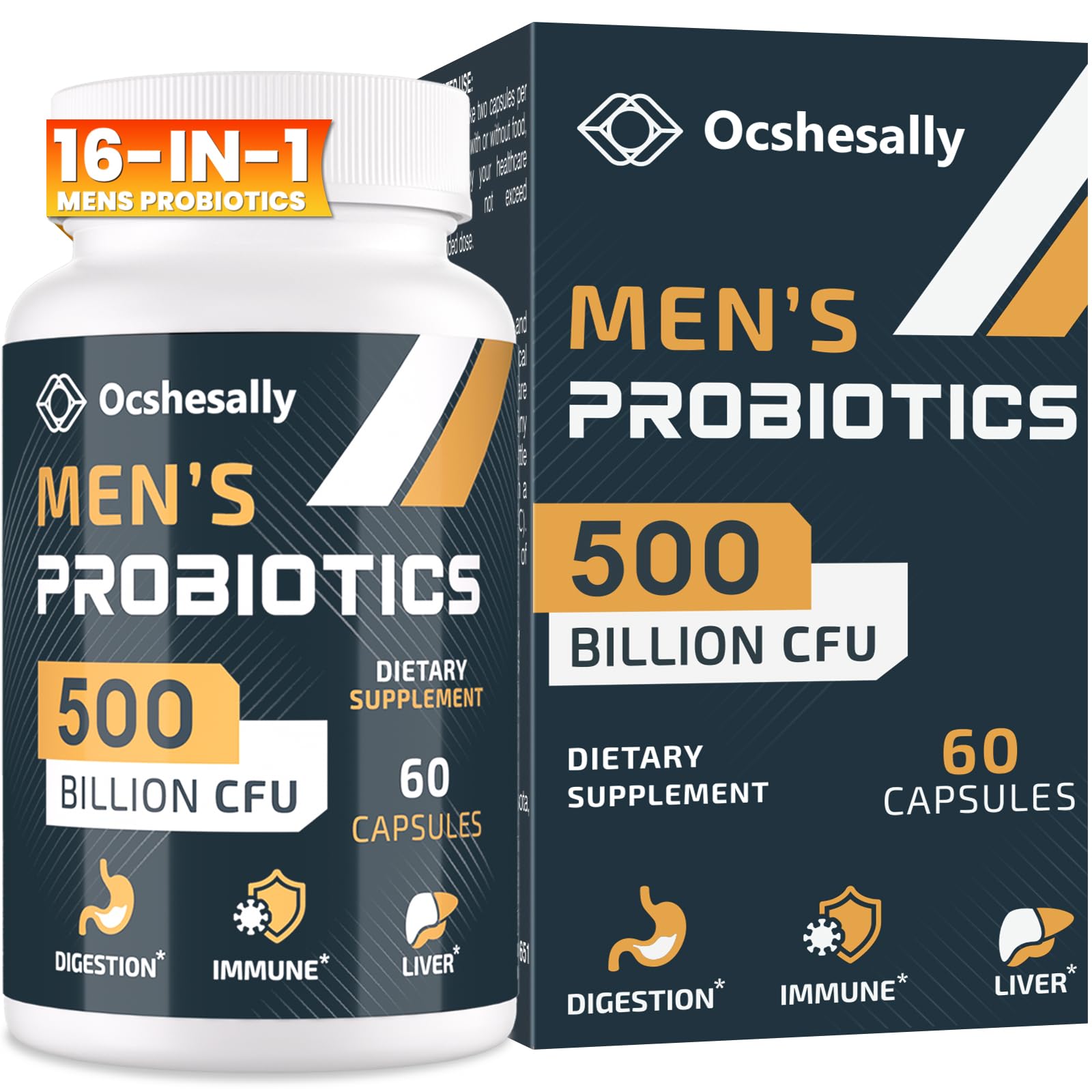 Ocshesally envase frontal mostrando 60 cápsulas y beneficios visibles