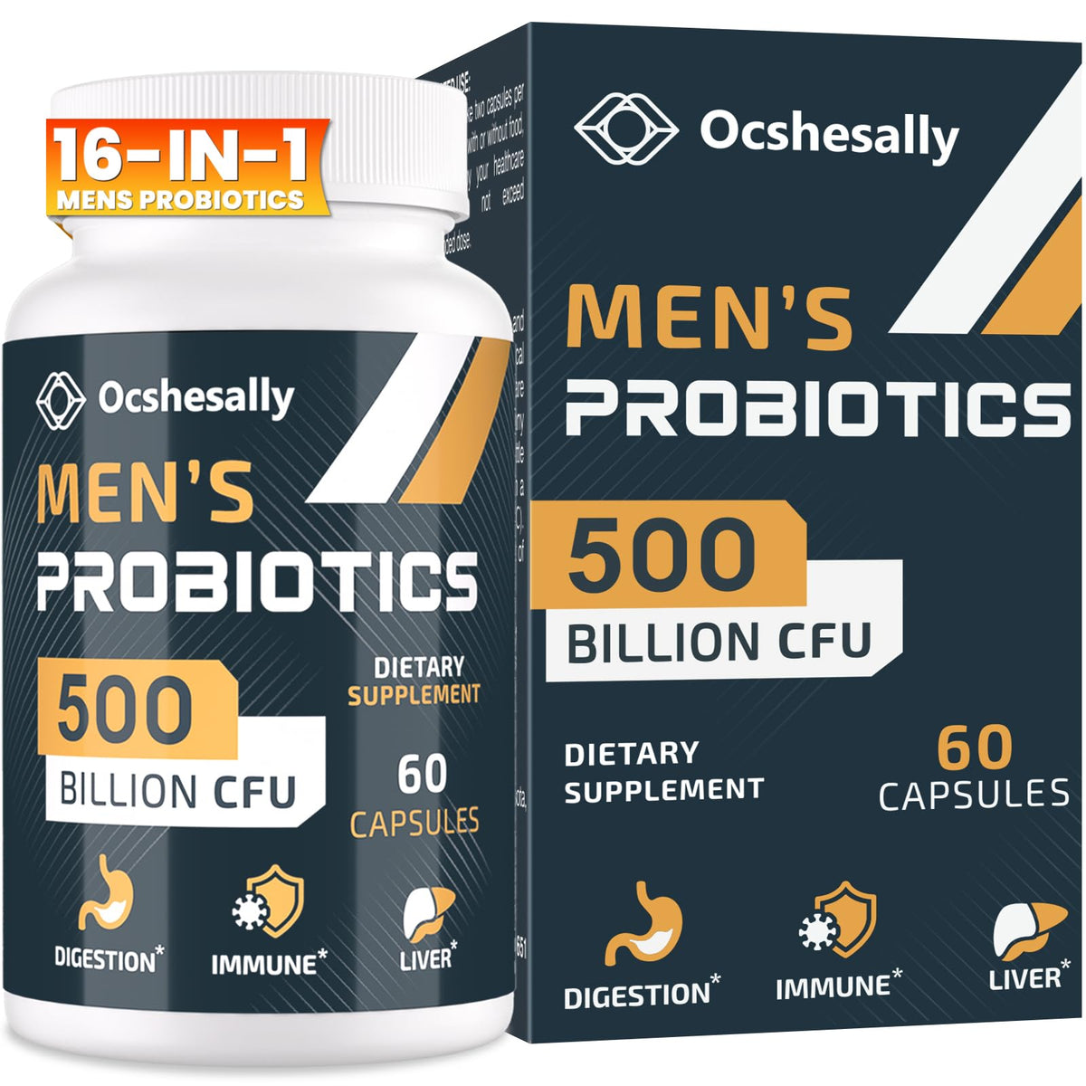 Ocshesally envase frontal mostrando 60 cápsulas y beneficios visibles