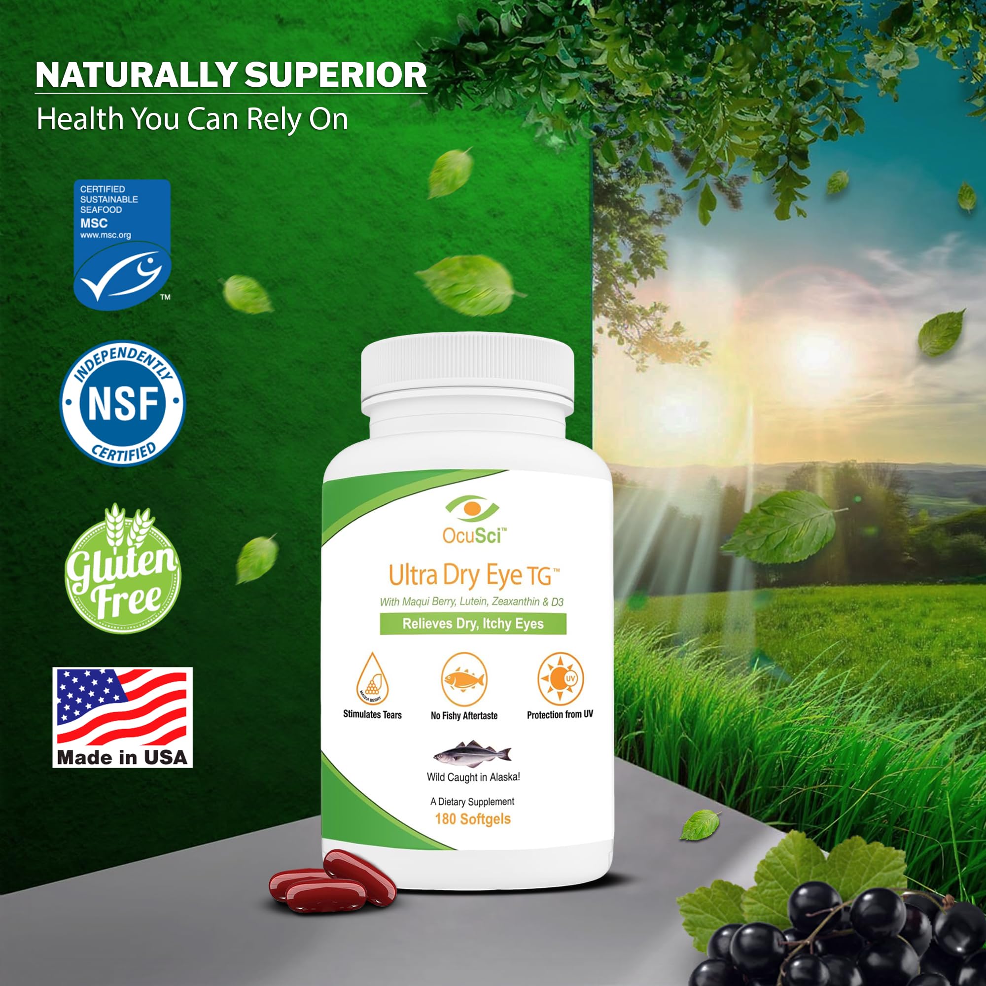 OcuSci etiqueta de ingredientes que resalta omega‑3 y luteína