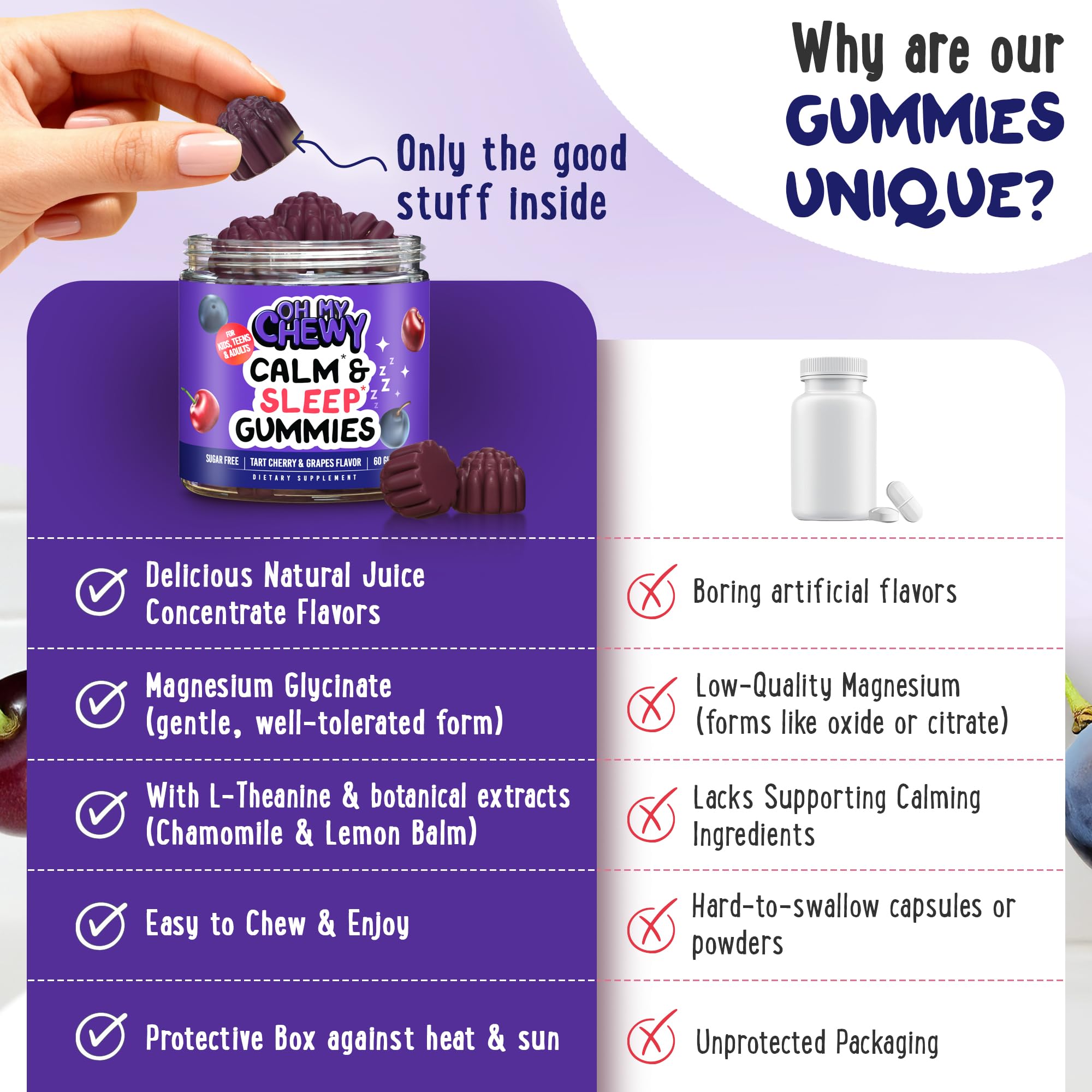 OH MY CHEWY etiqueta nutricional legible, ayuda a entender ingredientes y tolerancia