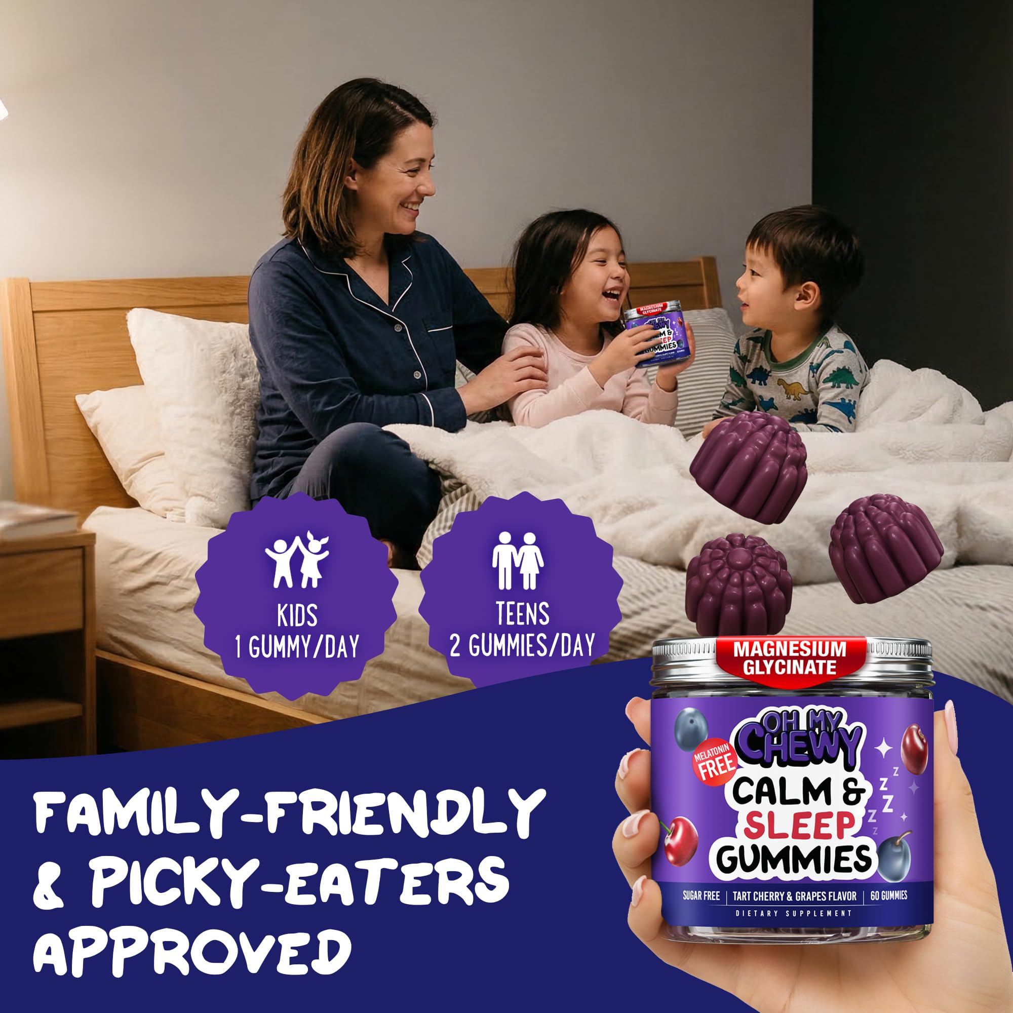 OH MY CHEWY gomita en mano para comparar tamaño, facilita la dosificación segura