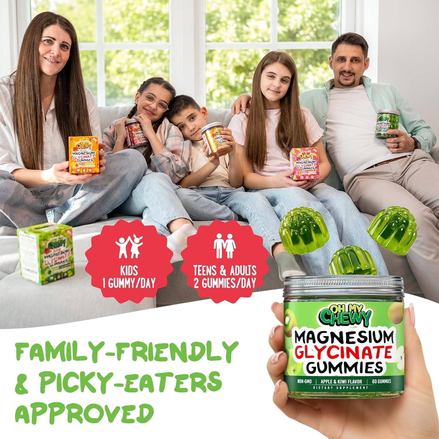 OH MY CHEWY etiqueta con ingredientes, transparencia y confianza para padres