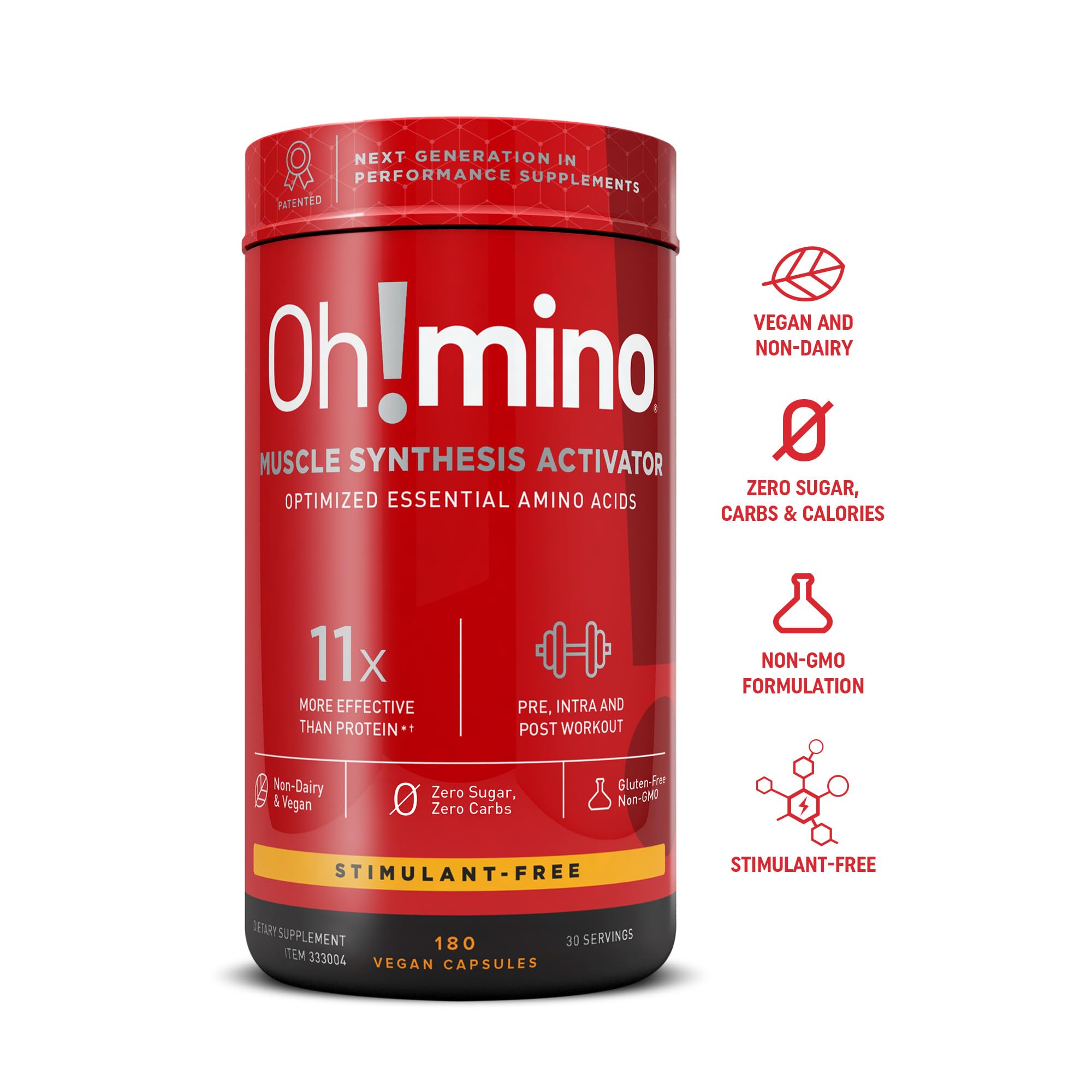 Oh!mino cápsulas en mano representando uso pre y post entrenamiento