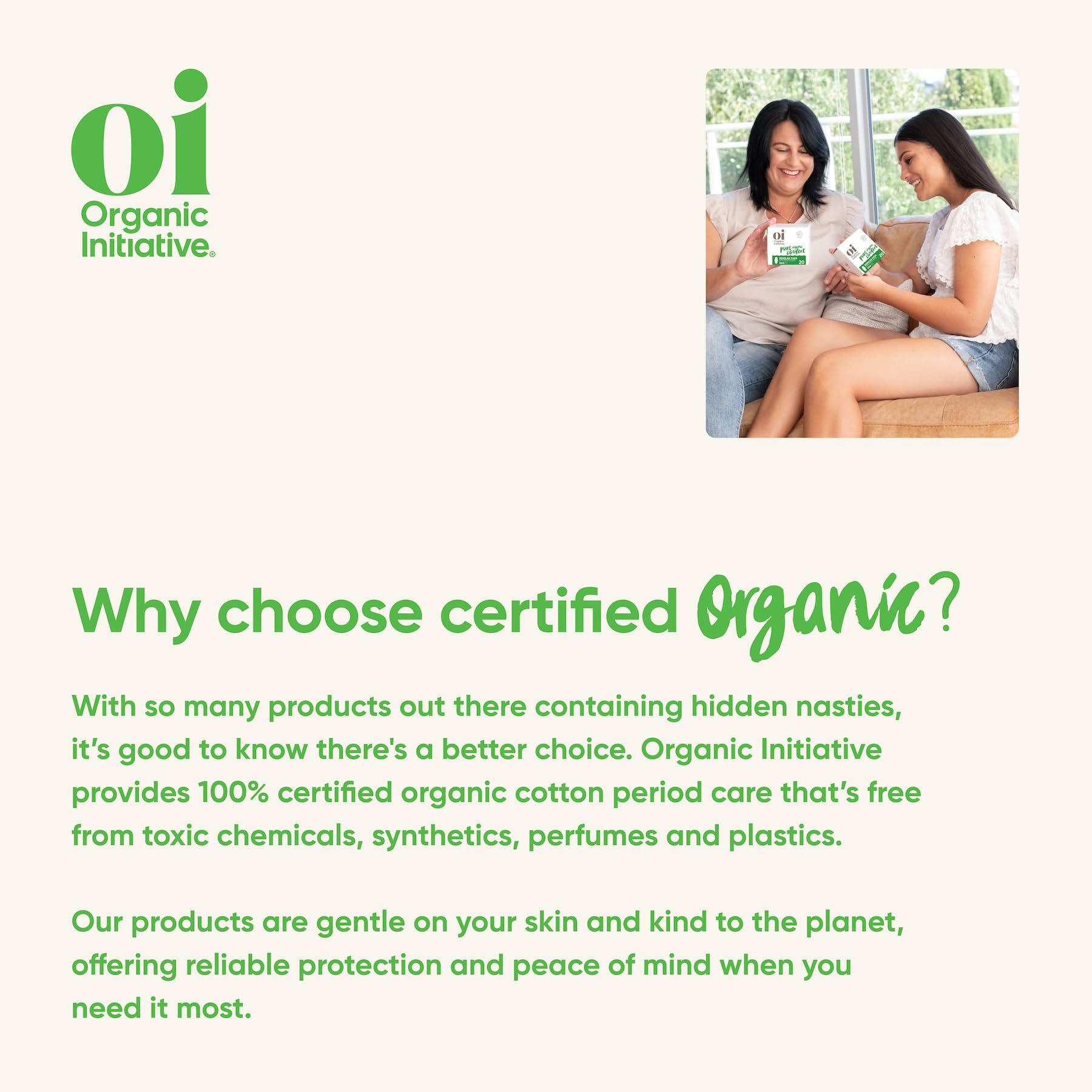 Etiqueta Oi con certificación GOTS demostrando algodón orgánico