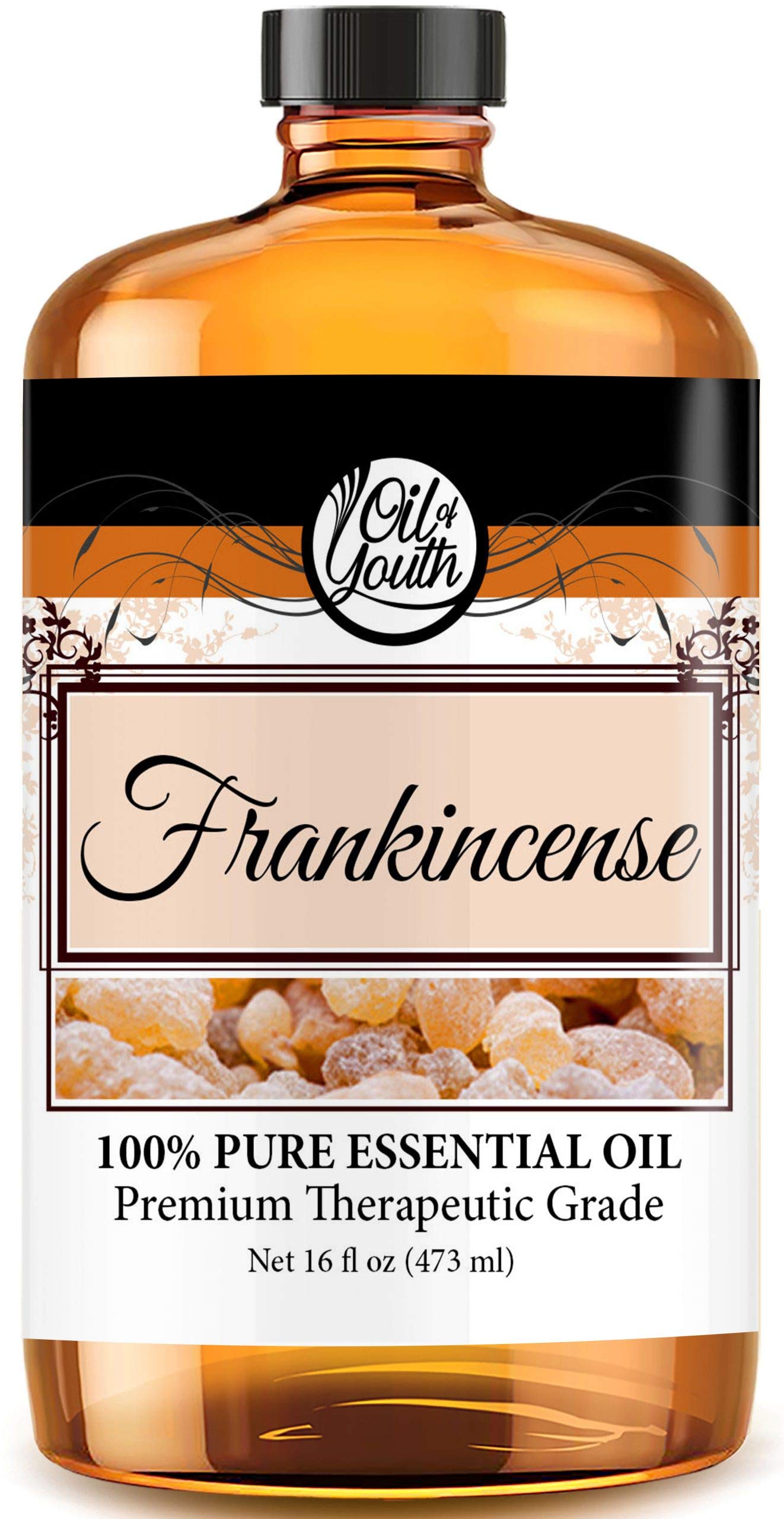 Oil of Youth frasco frontal mostrando la etiqueta y tamaño 16 oz, confianza y calidad