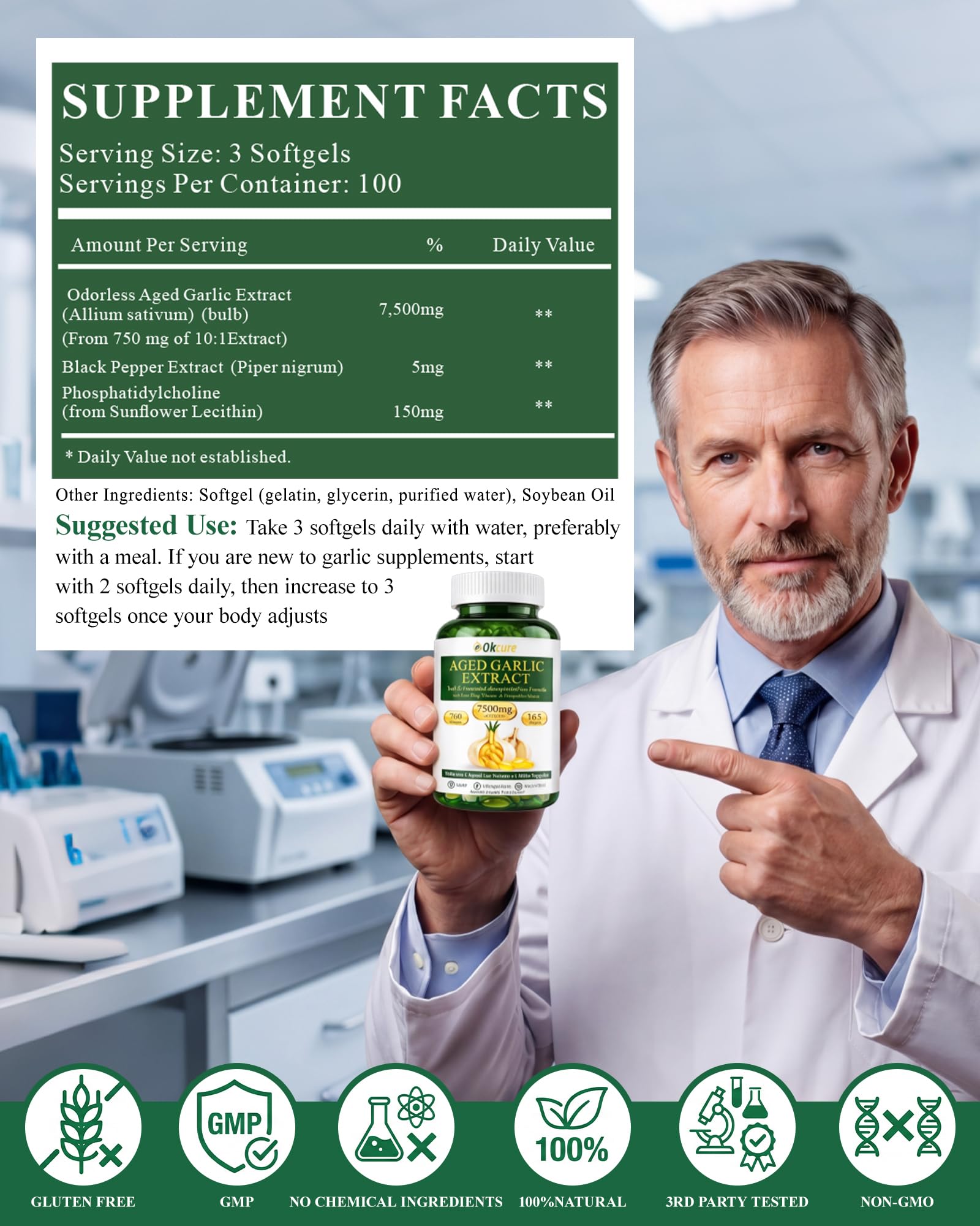 Okcure envase protegido y diseño del frasco para almacenamiento seguro y simple
