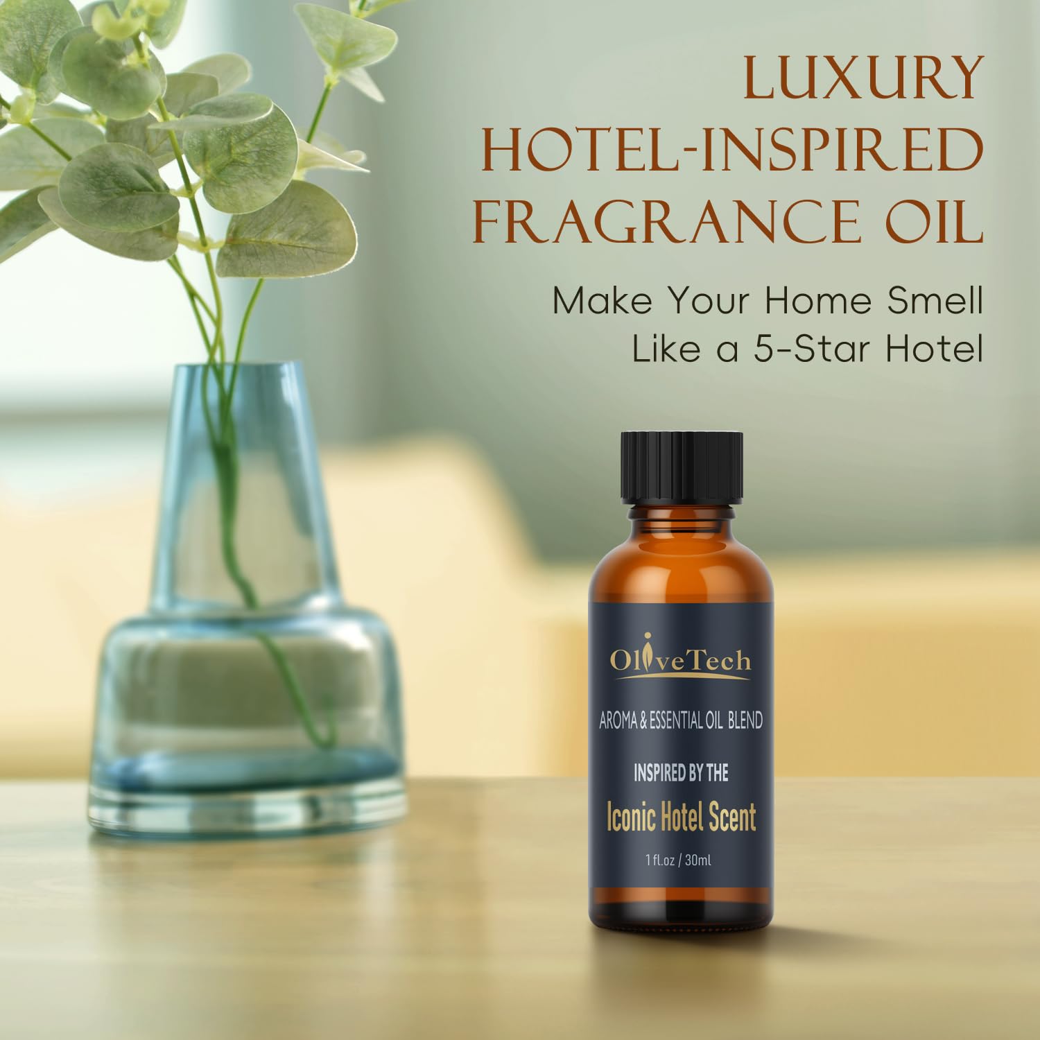 OliveTech difusor ambientando habitación con fragancia tipo hotel