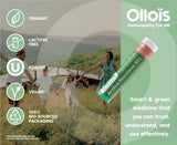 OLLOIS pellets junto a una moneda para comparar tamaño y facilidad de transporte
