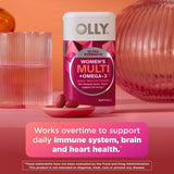 OLLY primer plano de softgel brillante que destaca textura fácil de tragar