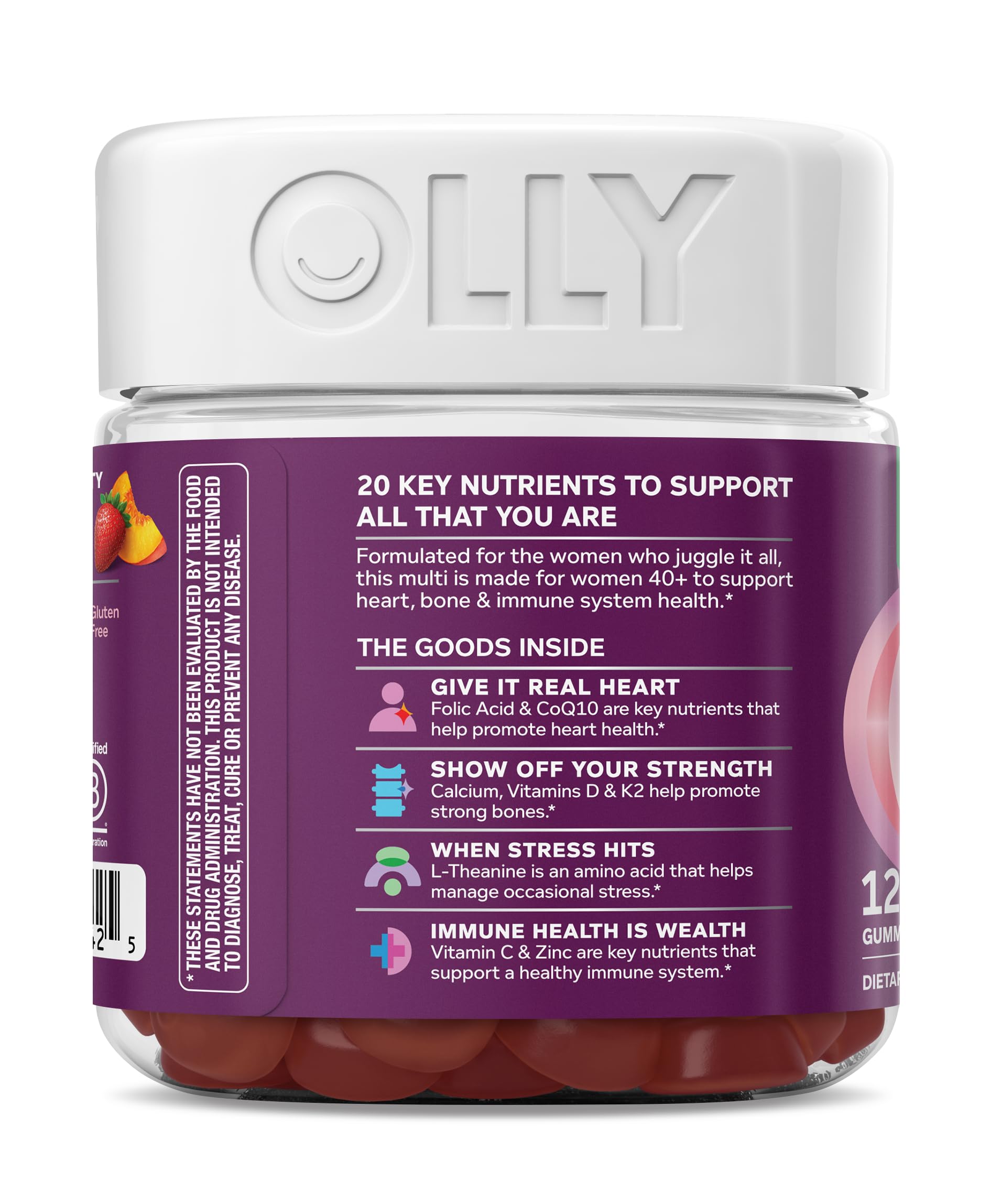 OLLY mujer de 40+ sonriendo, estilo de vida activo y apoyo nutricional