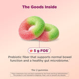 OLLY etiqueta nutricional en closeup destacando 5 g de FOS