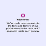 OLLY etiqueta trasera con información nutricional y advertencias visibles