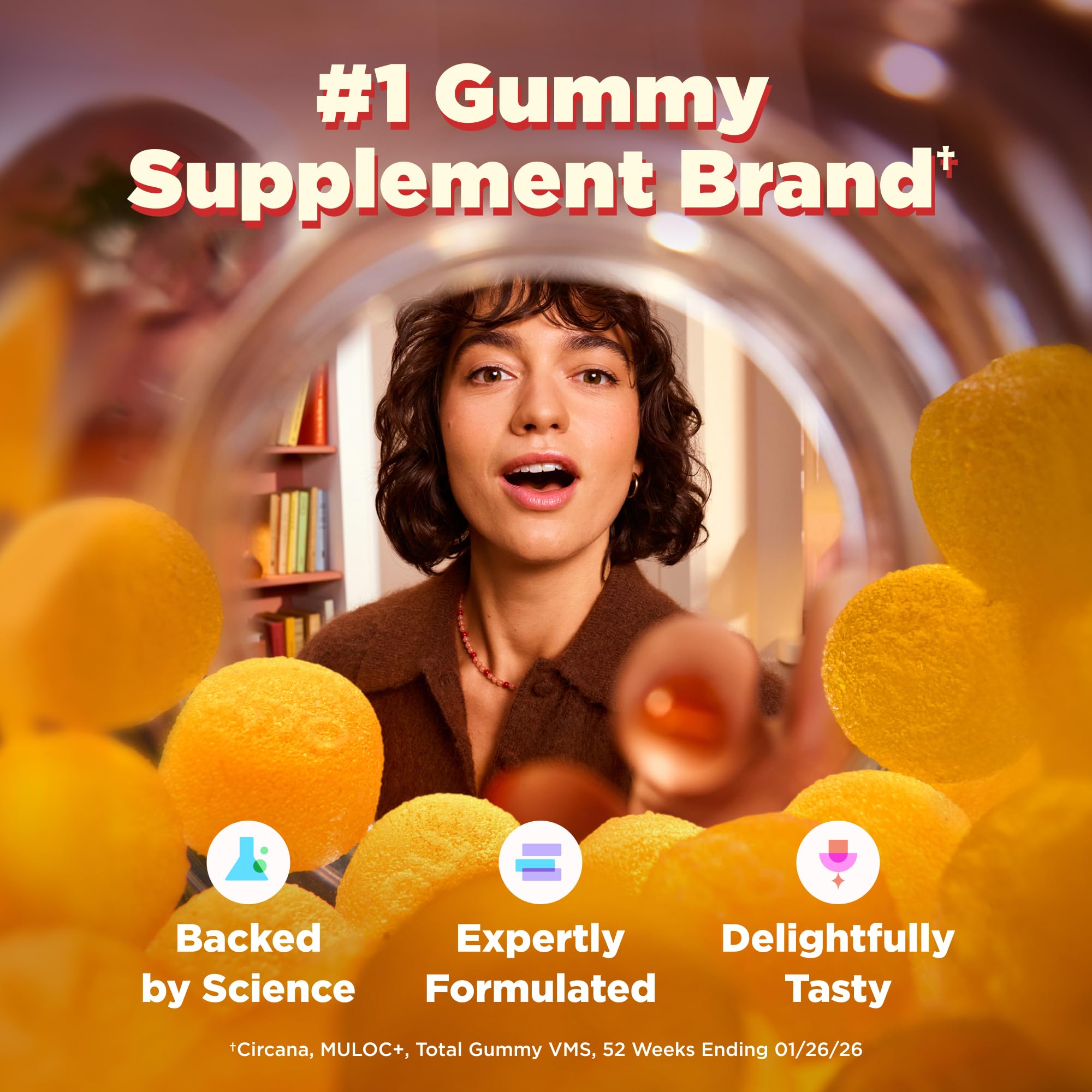 OLLY frasco abierto con gomitas listo para consumo diario