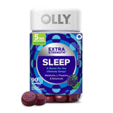 OLLY empaque frontal de las gomitas extra strength mostrando beneficio sueño