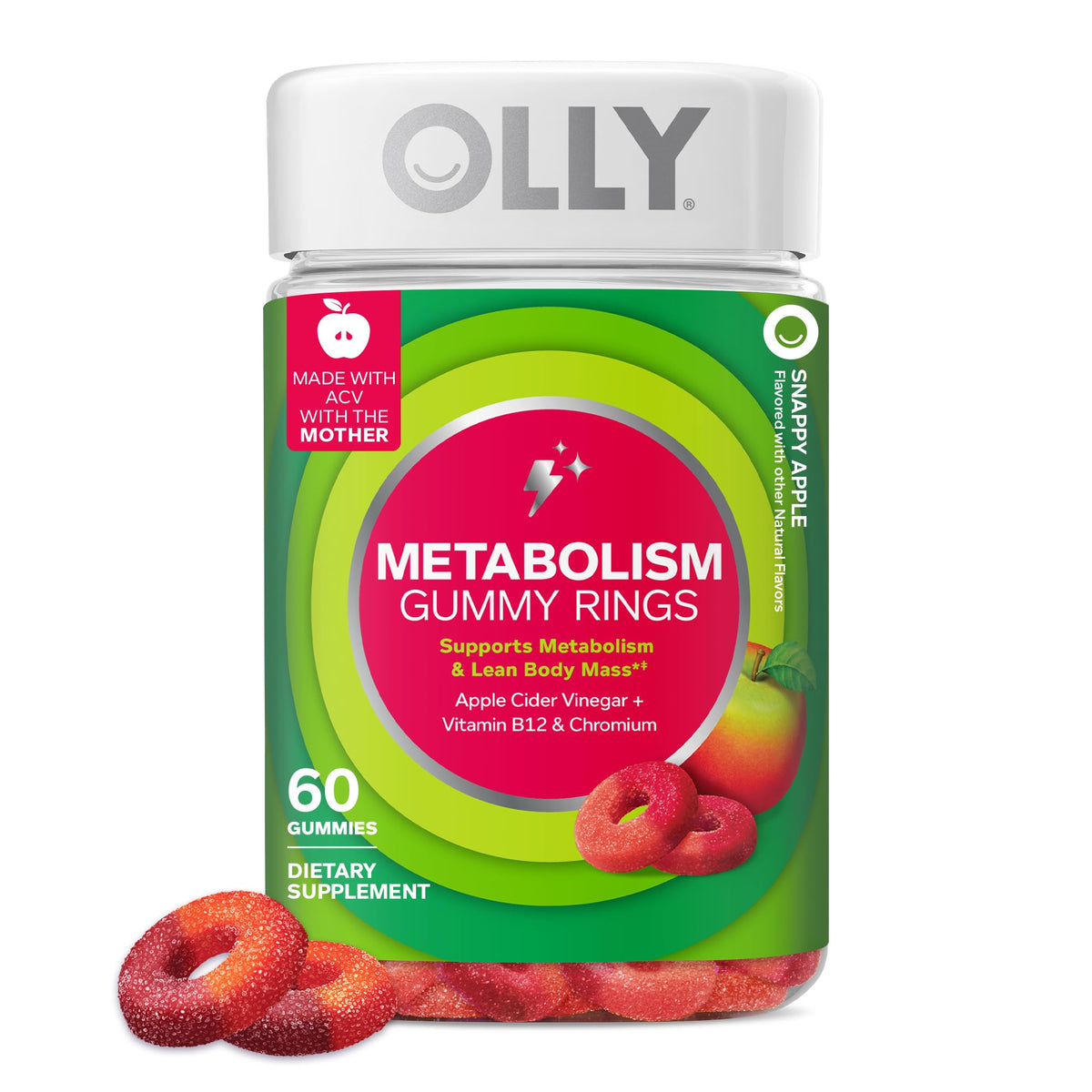 OLLY anverso del envase muestra marca y beneficio de energía