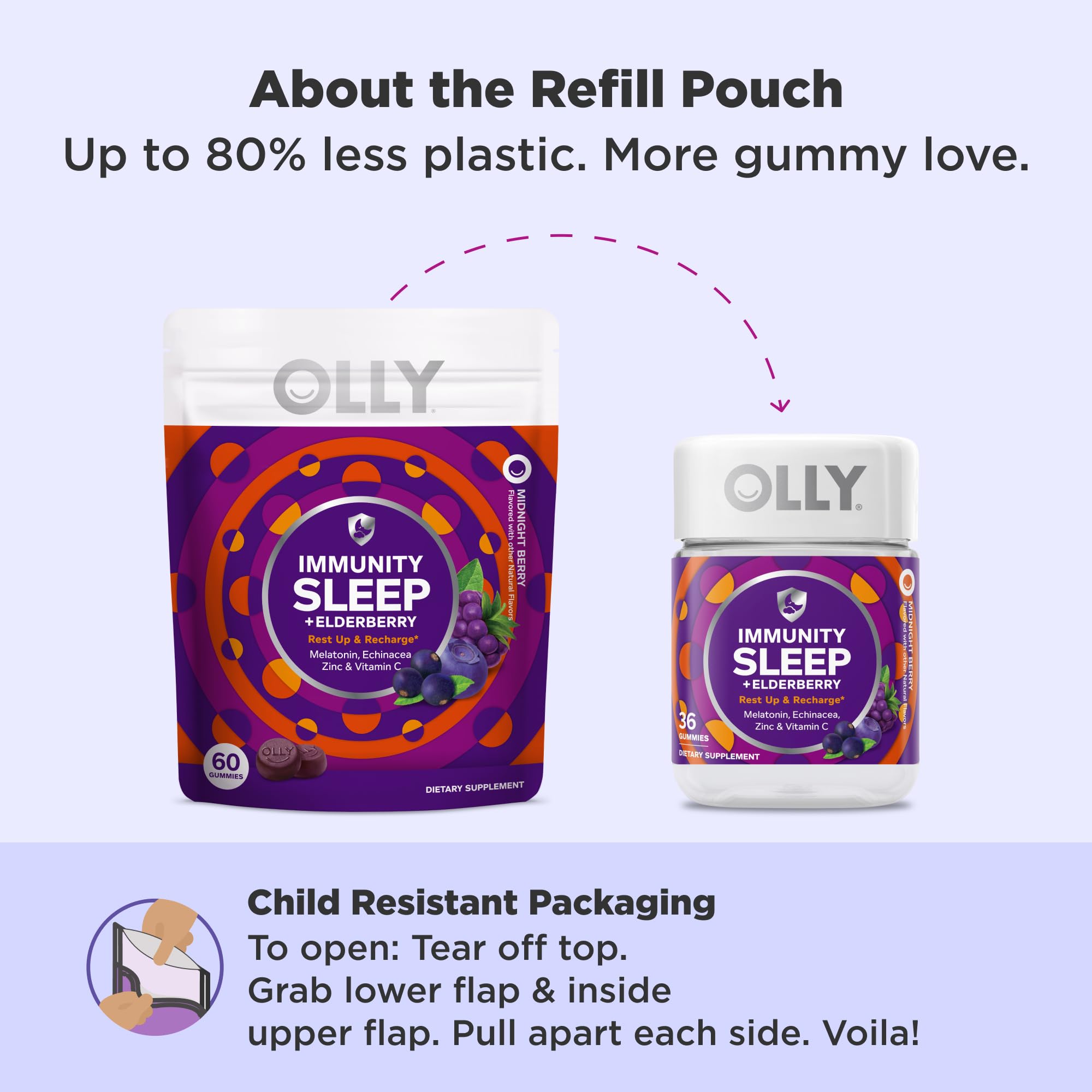 Varios OLLY Immunity Sleep en un platillo, estilo listo para consumo nocturno