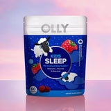 OLLY frasco junto a cama infantil, sugiere uso nocturno y rutina calmada