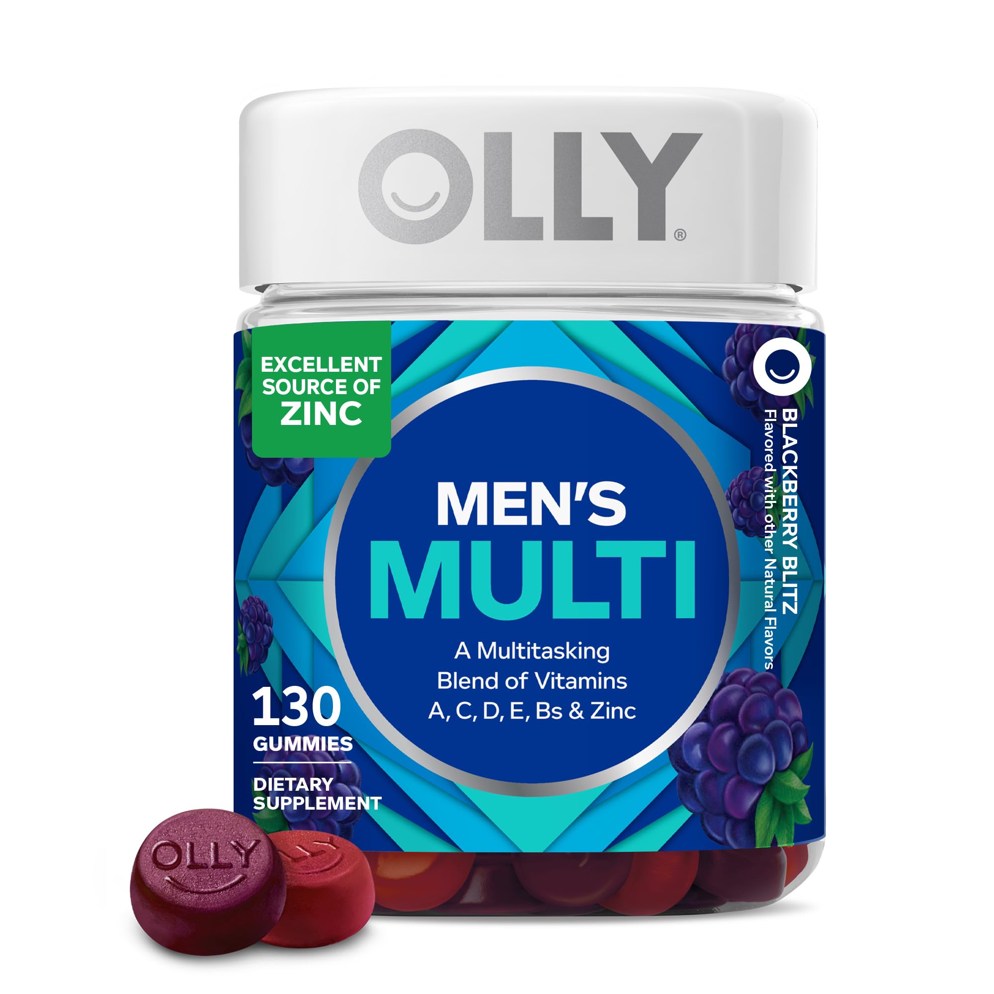 OLLY frasco frontal mostra beneficio multivitamínico