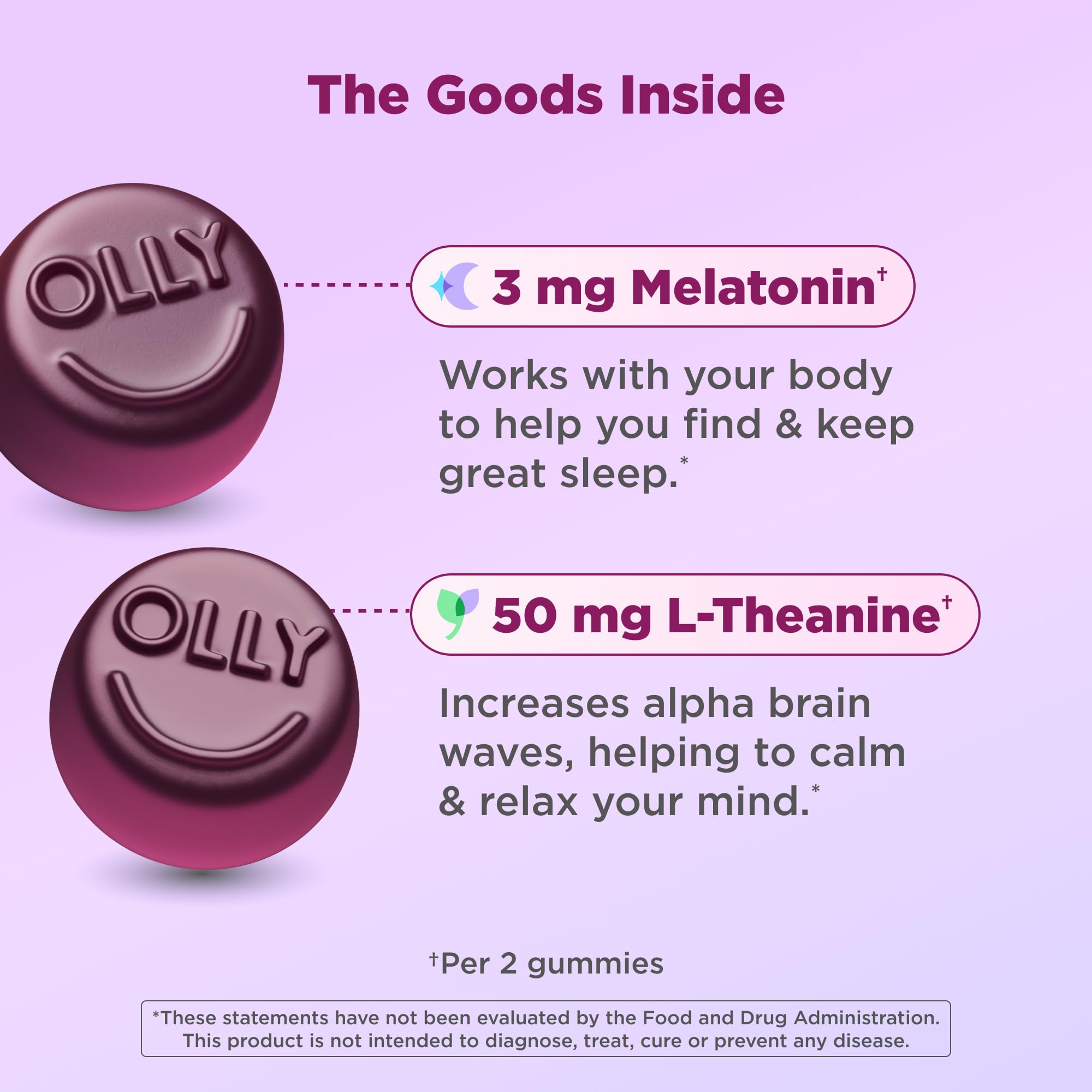 OLLY frasco abierto con gomitas accesibles y presentación limpia