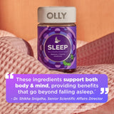 OLLY detalle de textura de gomita destacando ingredientes naturales