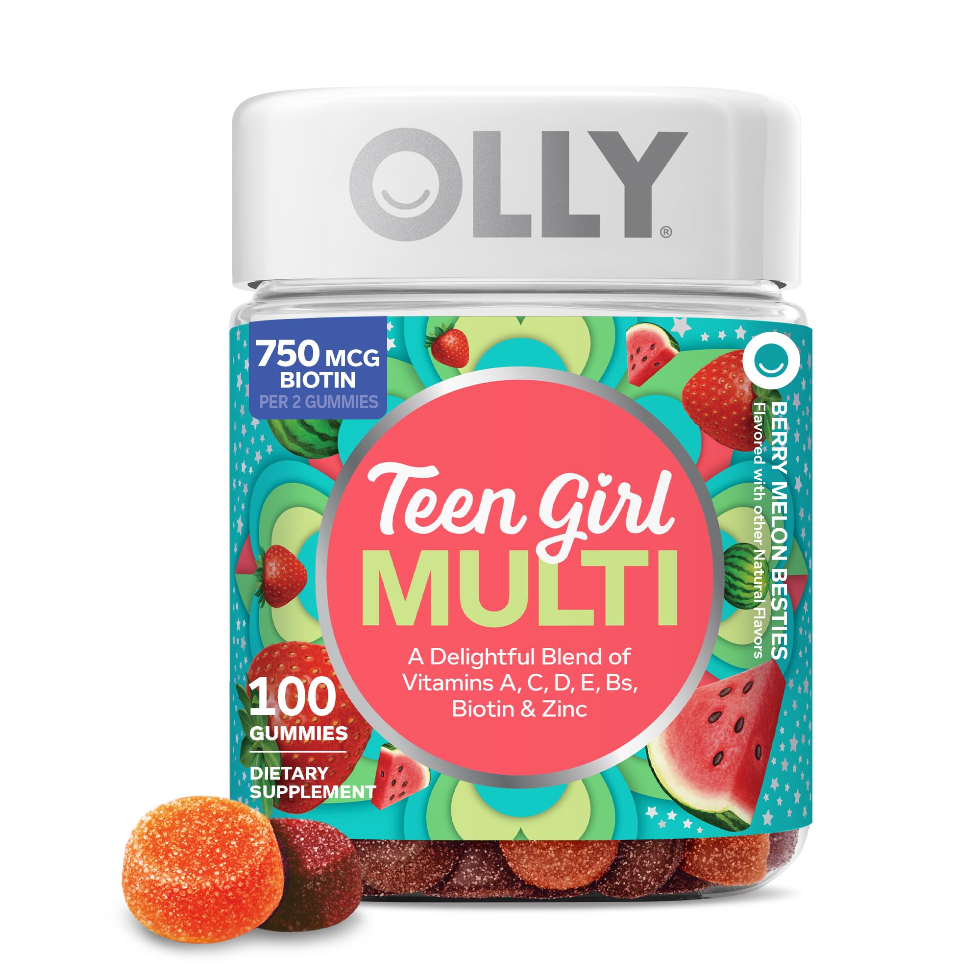OLLY empaque frontal del multivitamínico ideal para adolescentes