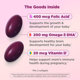 OLLY representación de DHA y ácido fólico, apoyo al desarrollo fetal