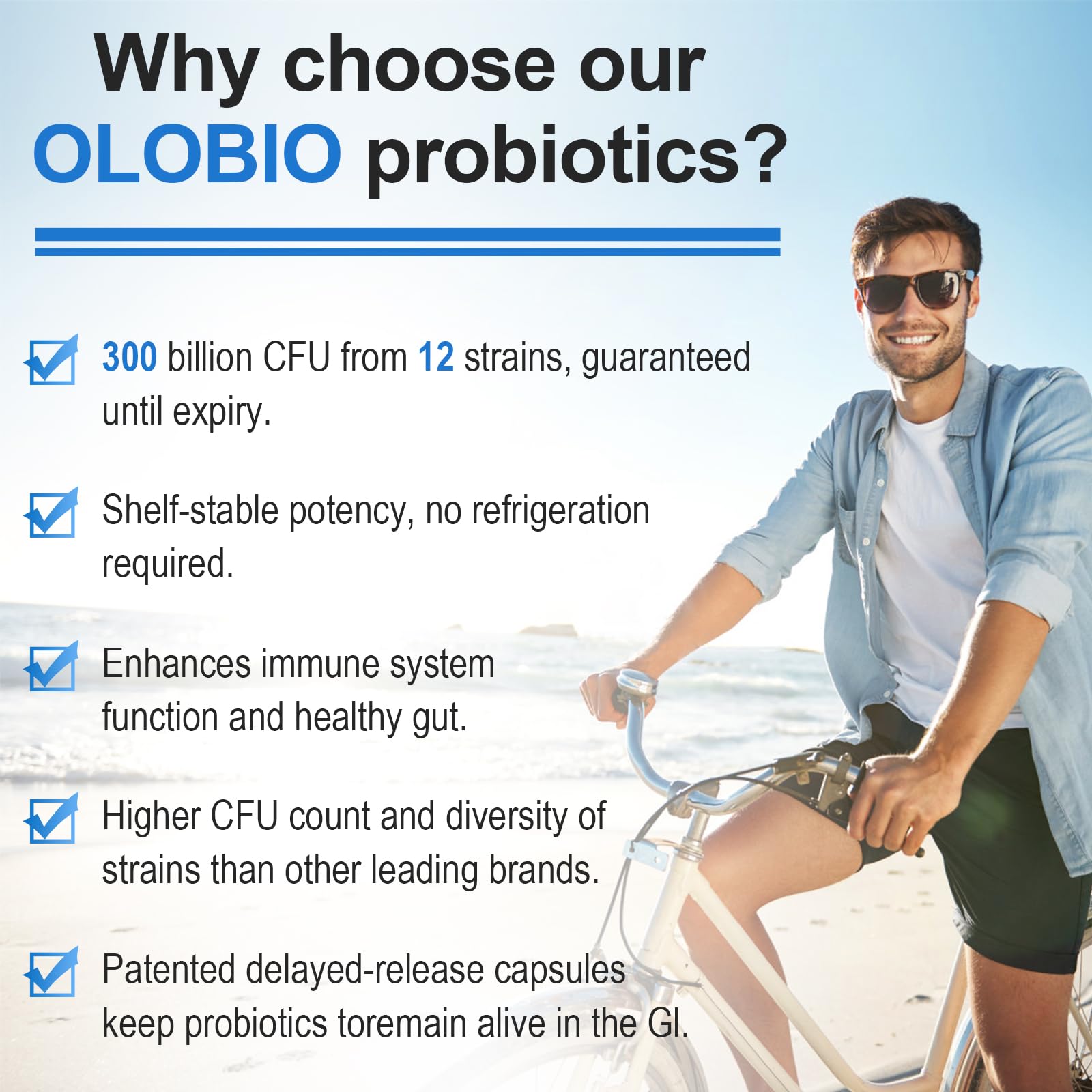 OLOBIO cápsula abierta con polvo probiótico mostrando contenido activo