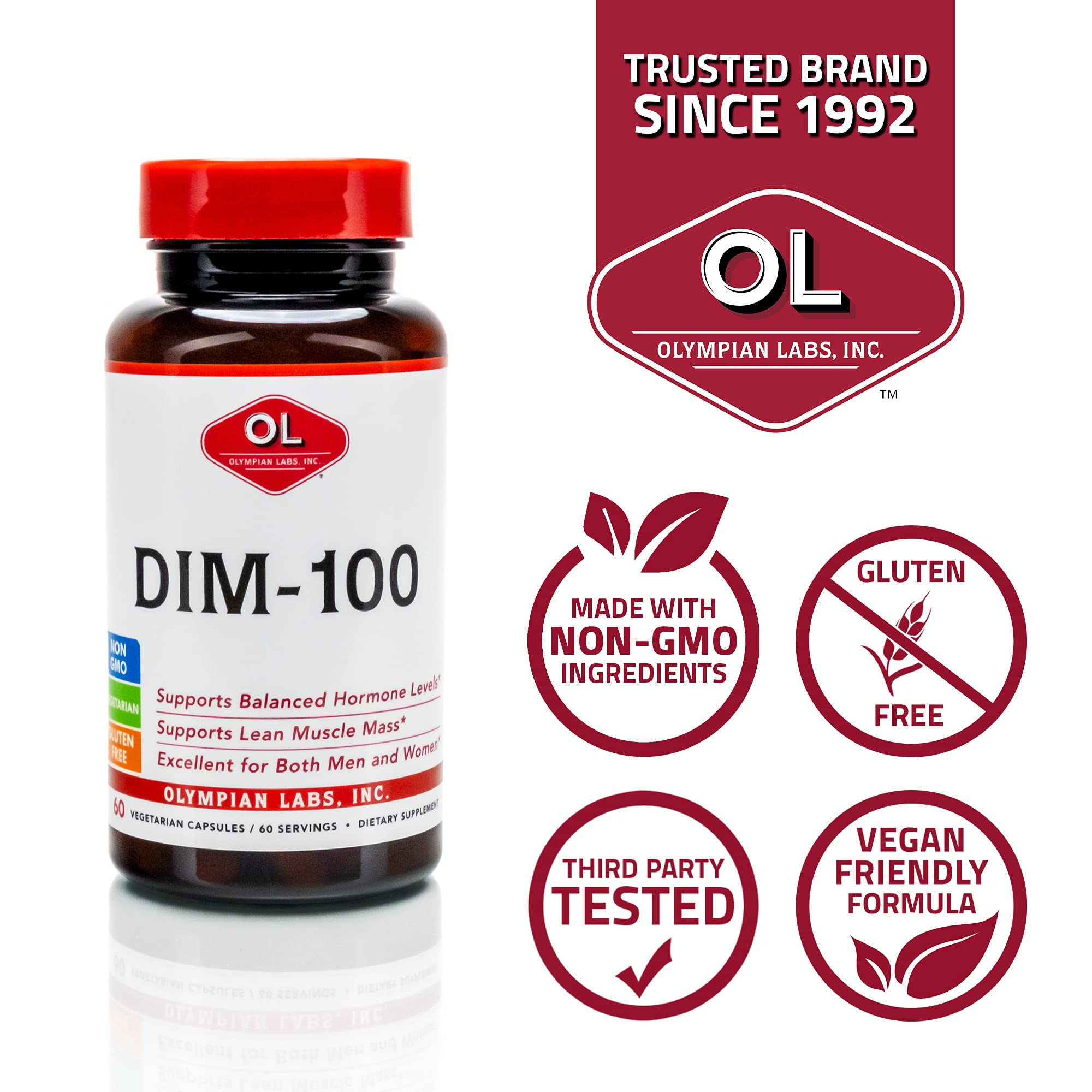 Olympian Labs frasco junto a verduras crucíferas indicando soporte detox natural