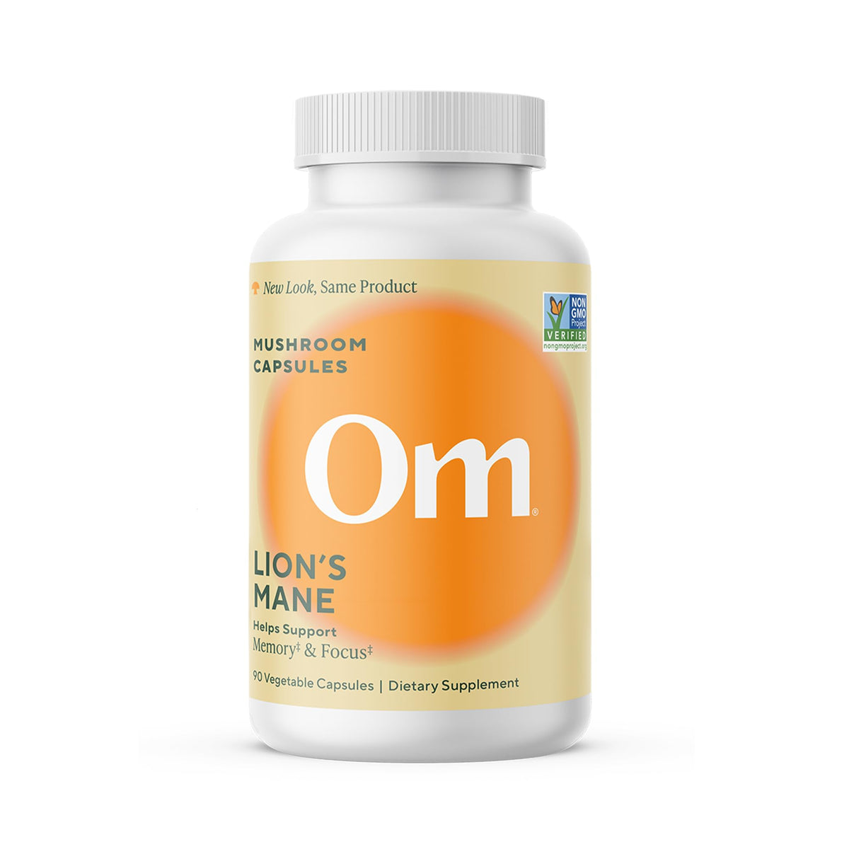 OM MUSHROOM SUPERFOOD frente del envase con beneficio de conveniencia