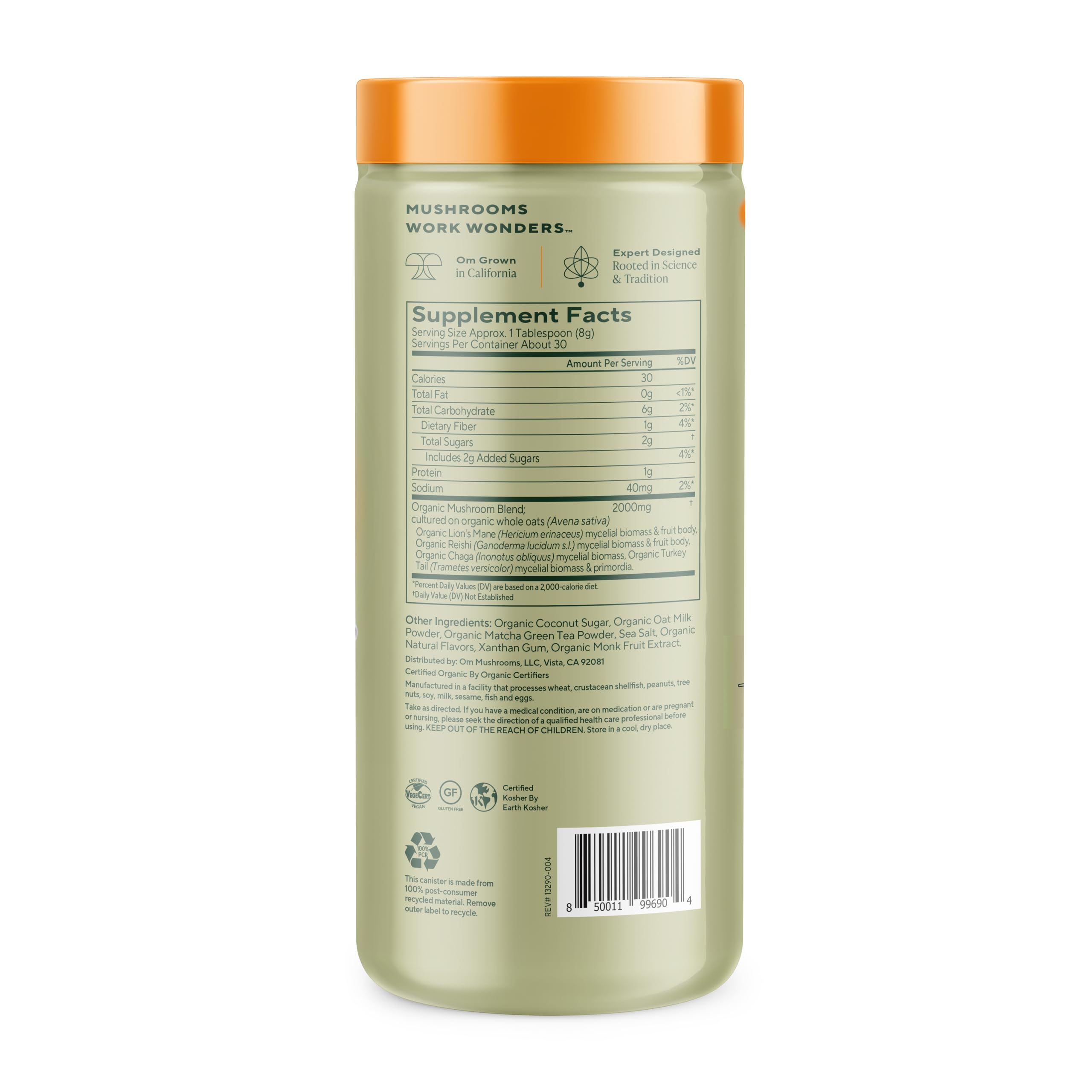 OM MUSHROOM SUPERFOOD textura del polvo resaltando cremosidad