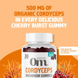 OM MUSHROOM etiqueta e ingredientes claros y certificaciones visibles