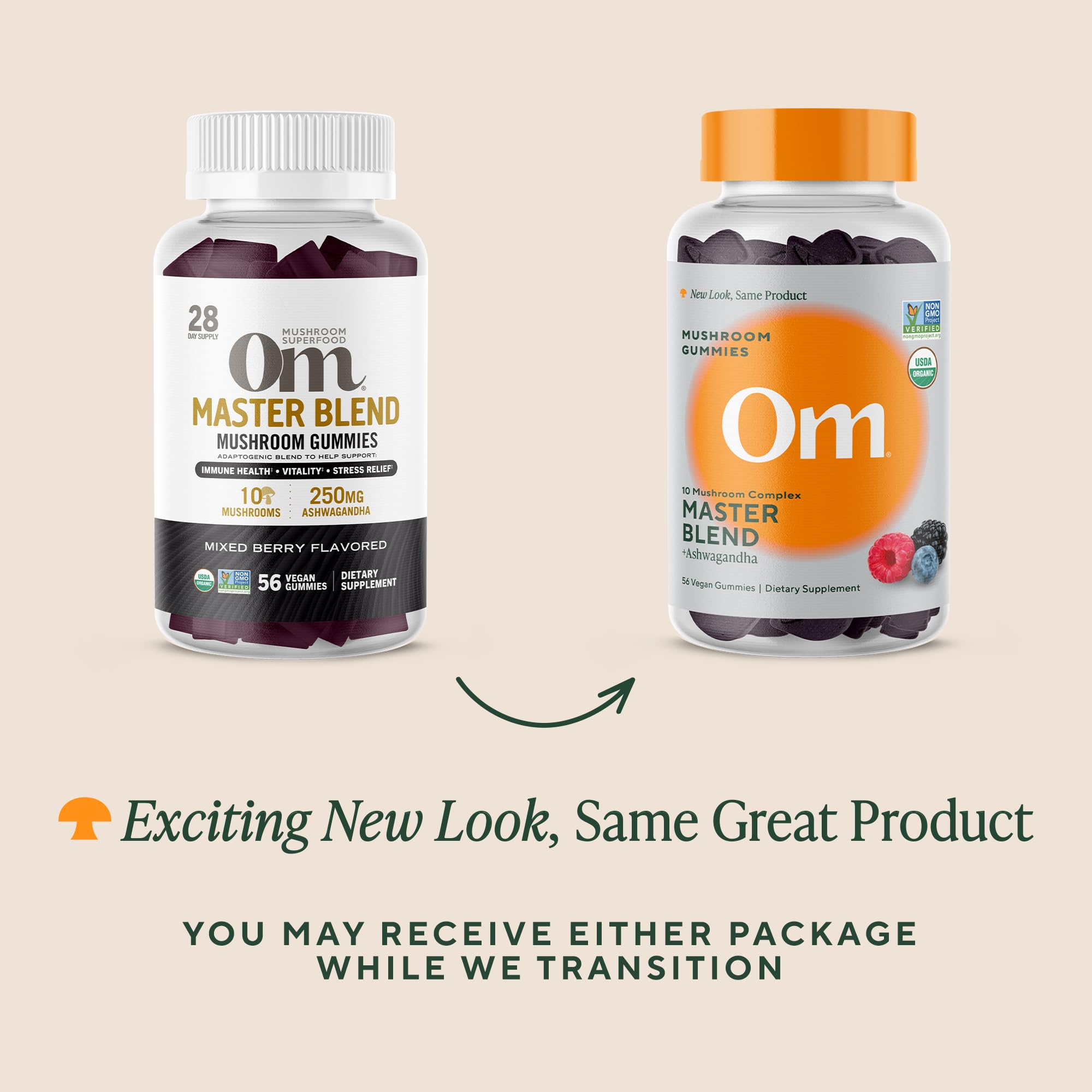 OM MUSHROOM SUPERFOOD mezcla frutos rojos que enfatiza sabor natural
