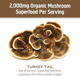 OM MUSHROOM SUPERFOOD comparado con moneda para ilustrar tamaño real del envase