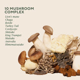 OM MUSHROOM SUPERFOOD textura del polvo de hongos mostrando pureza