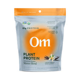 OM MUSHROOM SUPERFOOD frente del empaque mostrando sabor vainilla y beneficios
