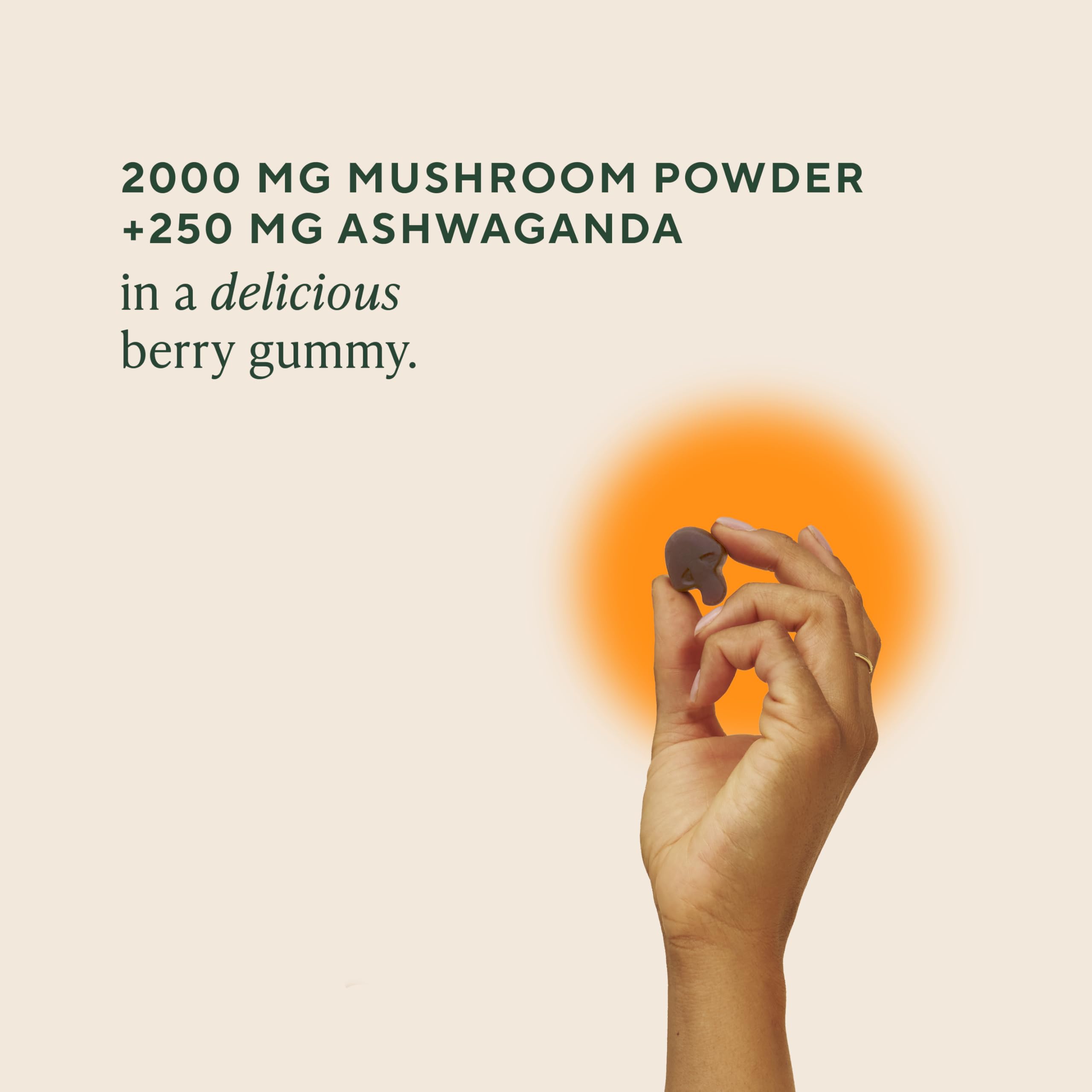 OM MUSHROOM SUPERFOOD textura de gomita que resalta masticabilidad y sabor