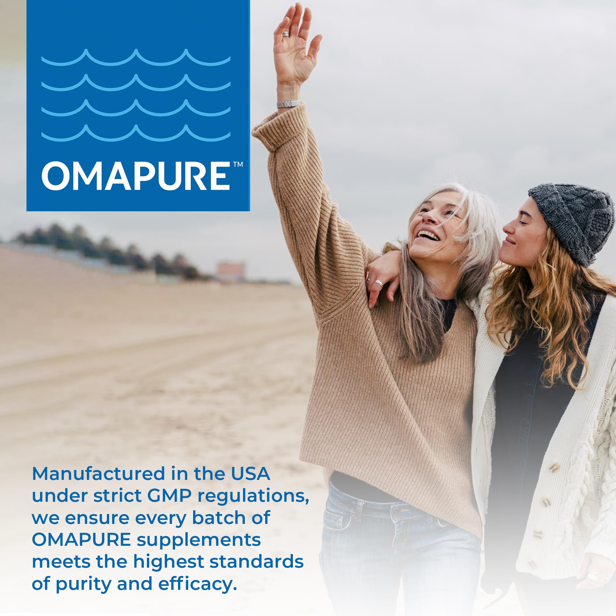 OMAPURE mano sosteniendo cápsula, demuestra facilidad de uso