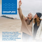 OMAPURE mano sosteniendo cápsula, demuestra facilidad de uso