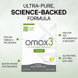 Omax3 etiqueta con lista de ingredientes y certificaciones para confianza