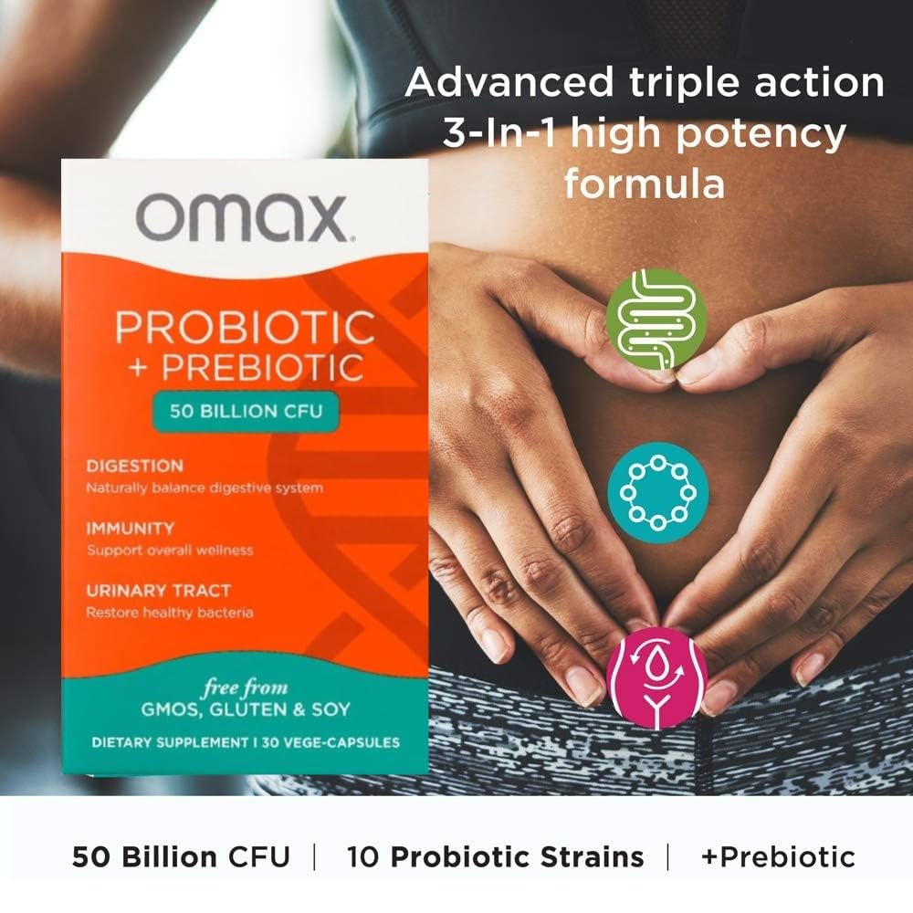 Omax3 junto a una regla para comparar tamaño y dosis diaria
