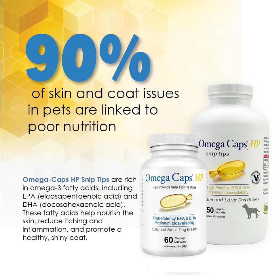 OMEGA-CAPS ES comparación de tamaño con perro mediano para dosificación