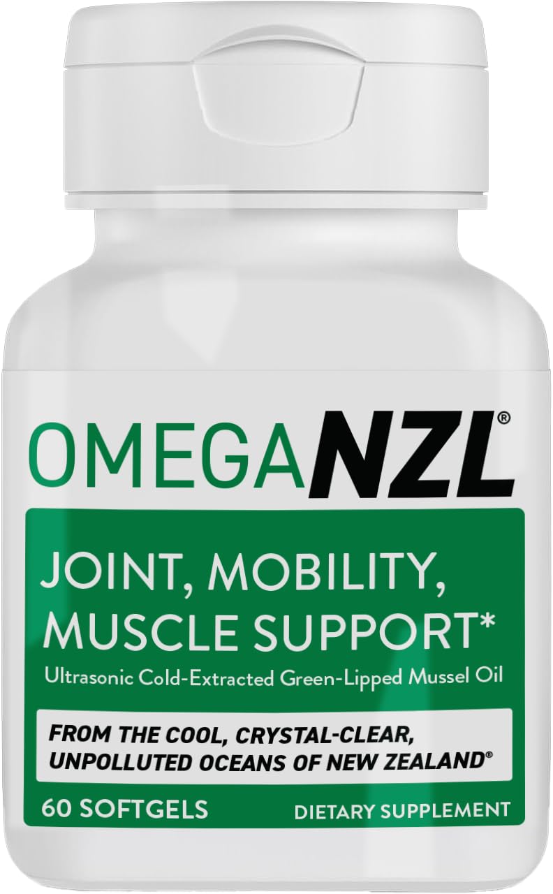OMEGANZL frontal del envase mostrando cápsulas pequeñas y beneficios para articulaciones