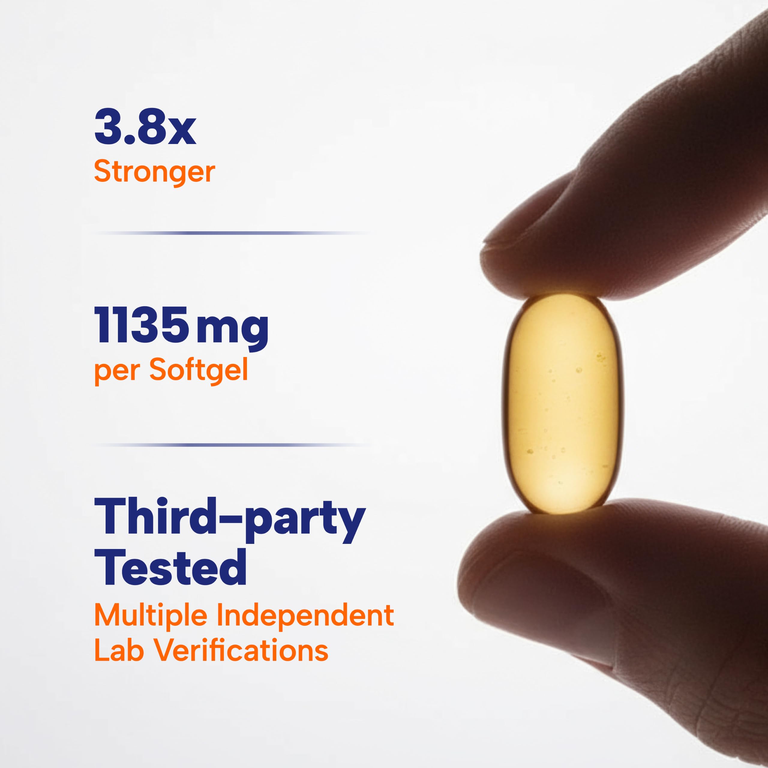 OmegaVia cápsula en primer plano con textura suave y fácil de tragar