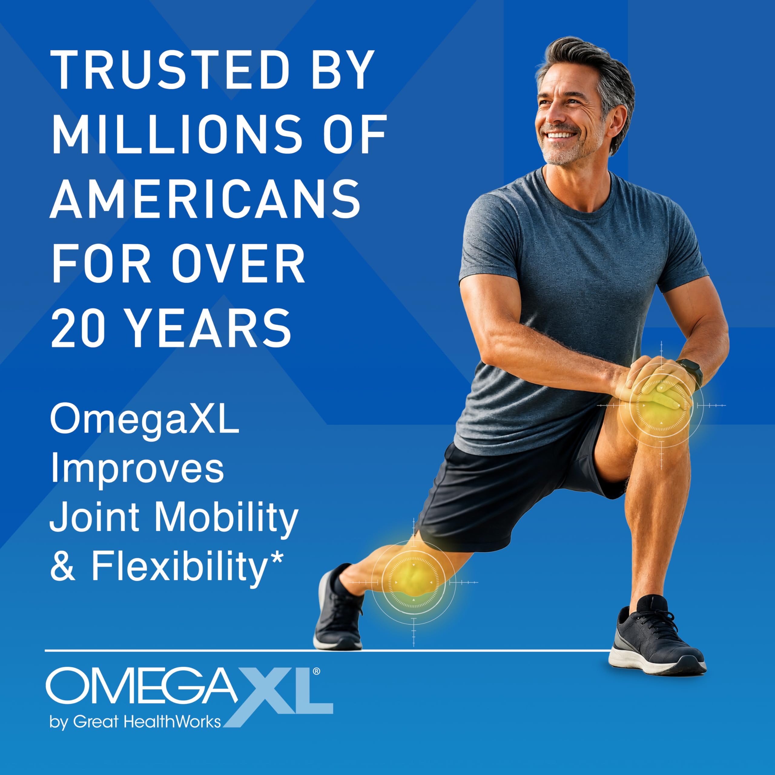 Envase abierto con softgels OmegaXL listos para tomar, conveniencia diaria